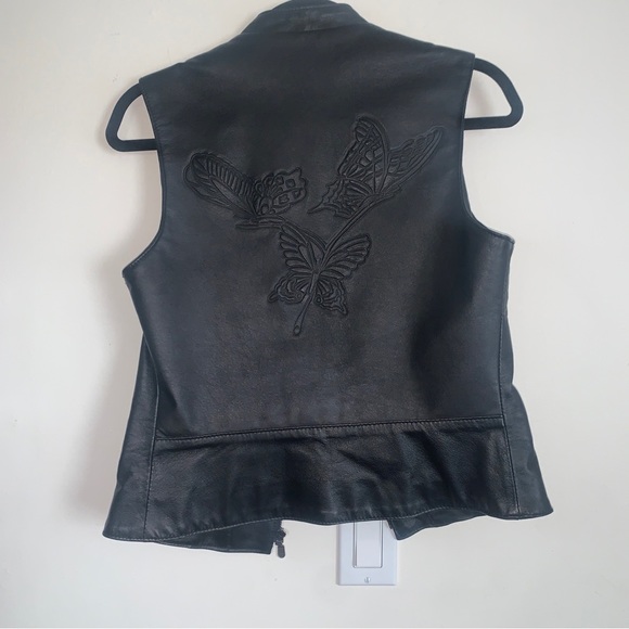 The Leather Ranch Leather Vest Women’s Size S Black Zippered 2 front zip pockets - Picture 4 of 4